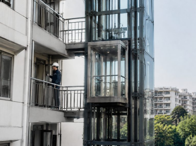 鞍山旧楼加建观光电梯